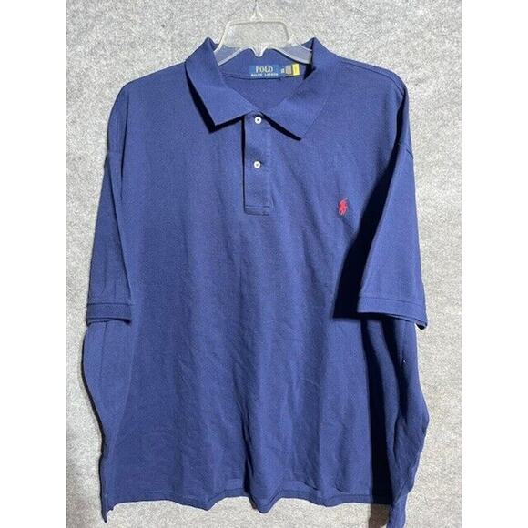 Polo Ralph Lauren Shirt Mens 4XB Big Logo Embroidered Cotton Short Sleeve Blue - Picture 1 of 7